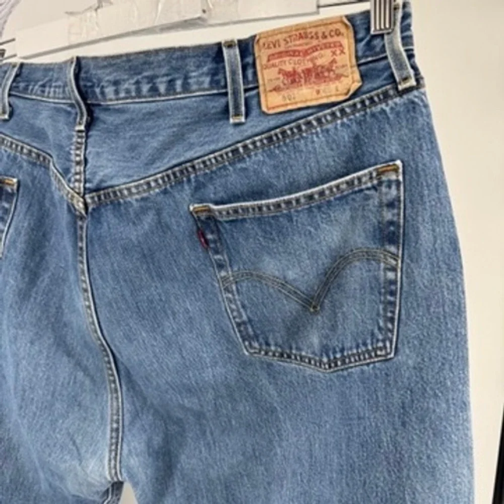 Levi's 501 Original‎ Fit Jeans Mens 46x32 Blue Button Fly Straight Leg Denim